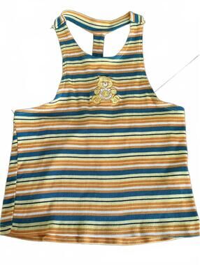 Care Bears Striped Ribbed Tank Top with Bear Patch XL
